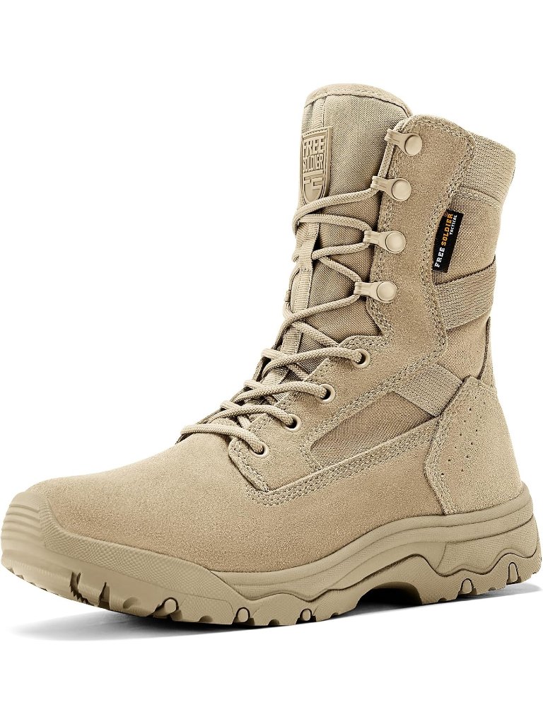 Men's Bright Tan Combat Boots Durable Suede Leather Military Boot Desert Boot